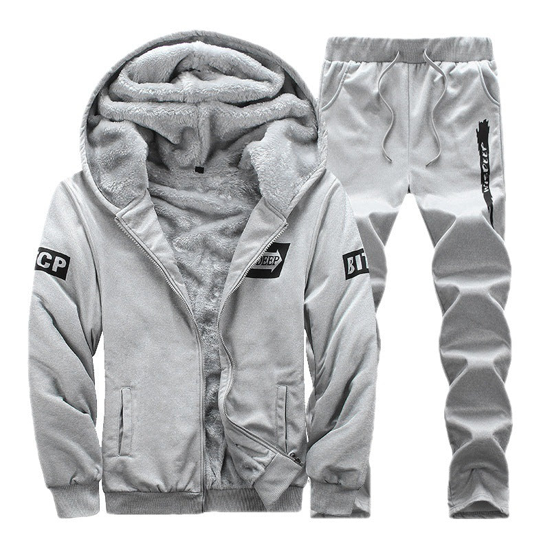 Men's Hooded Sports Suit With Fleece Sweater