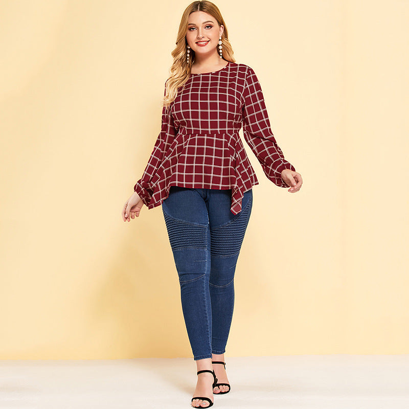 Long sleeve round neck loose blouse