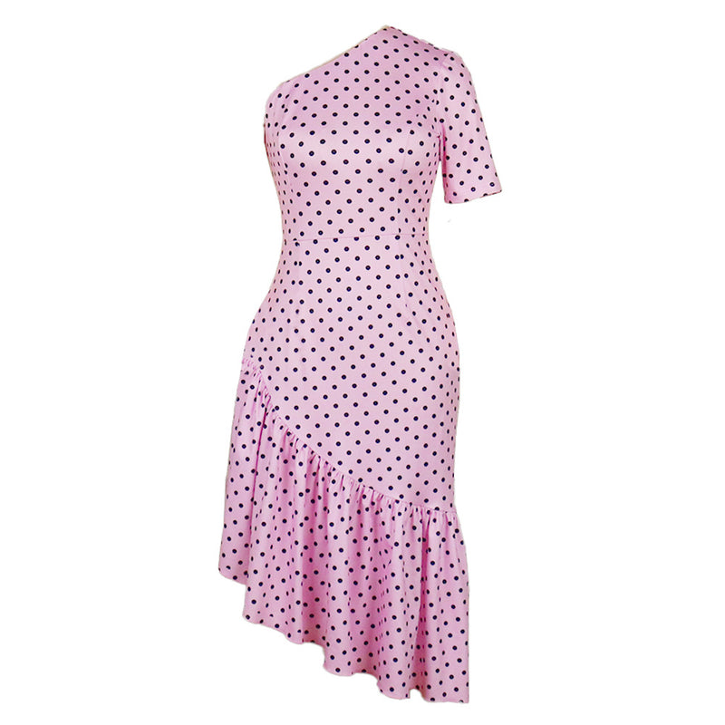 Dot Irregular Ruffle Women's Dress