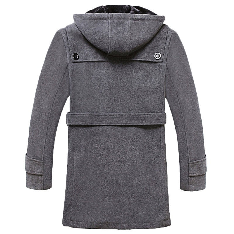 Plush thick mid-length woolen coat