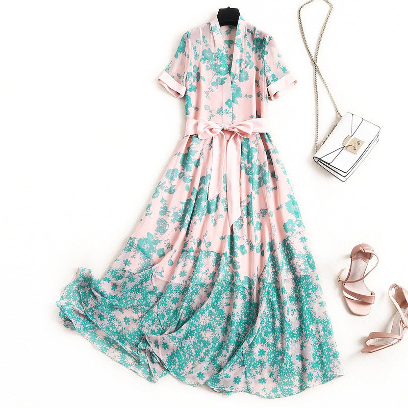 Fashion printed chiffon dress