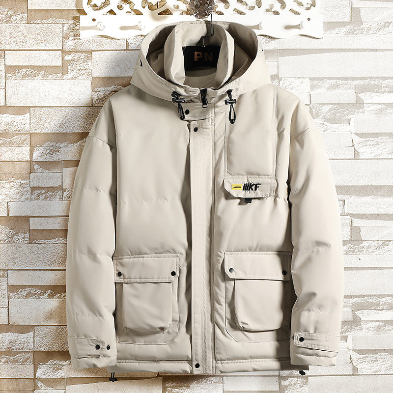 Warm three-dimensional patch pocket jacket