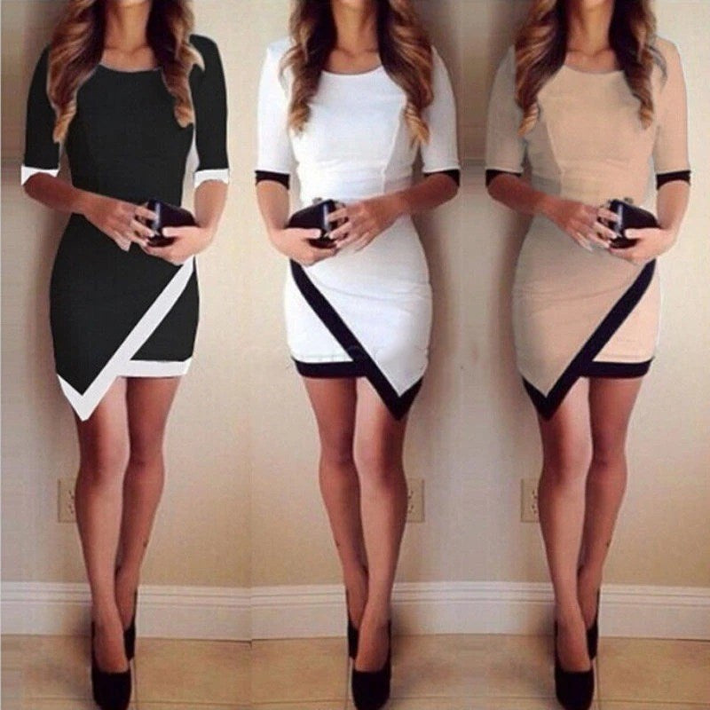 Irregular bag hip sleeve dress