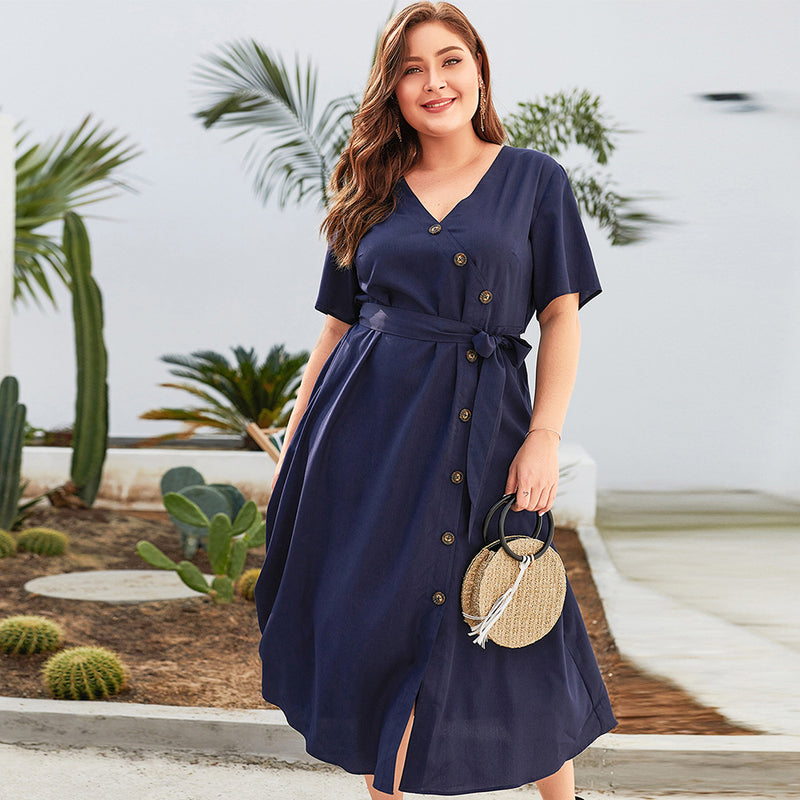 Women's plus size V-neck dress