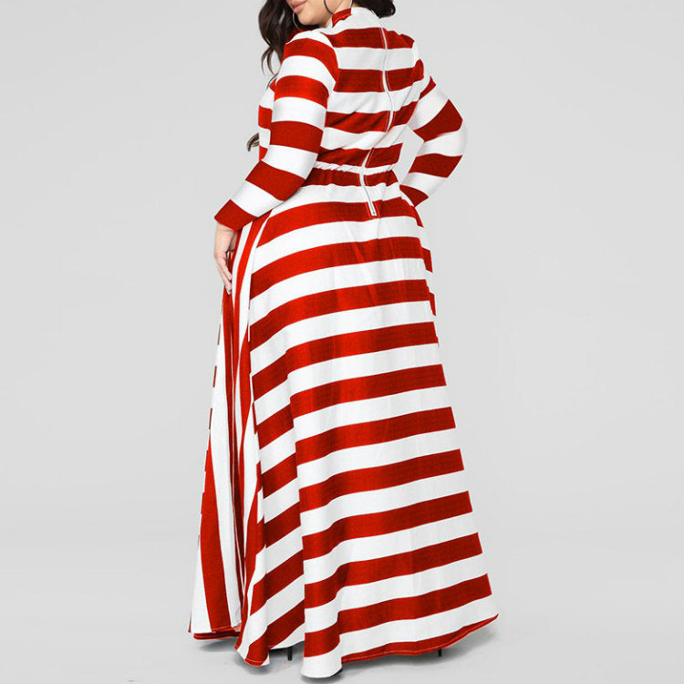 Loose  Plus Size Striped Woman's Dress