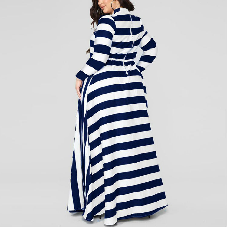 Loose  Plus Size Striped Woman's Dress