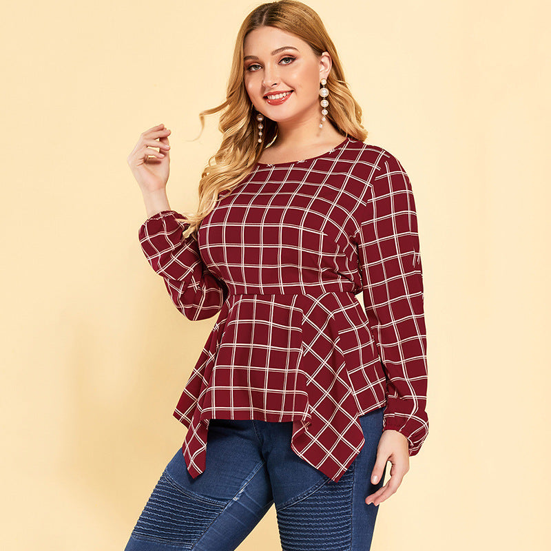 Long sleeve round neck loose blouse