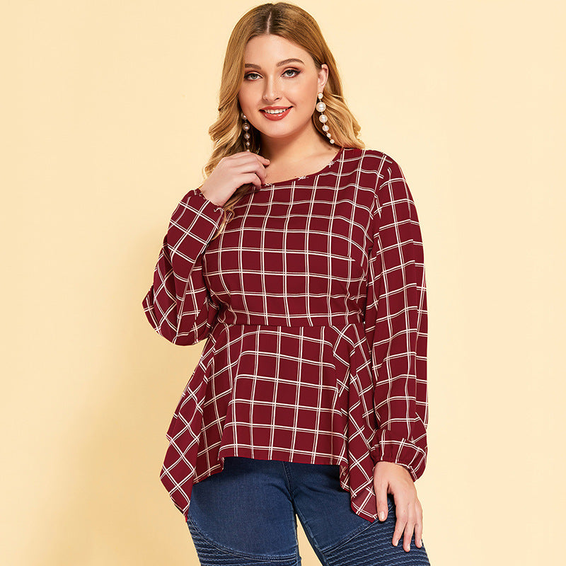 Long sleeve round neck loose blouse