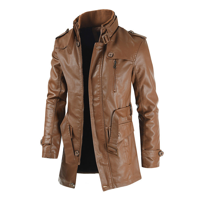 Large Size Leather Trench Coat