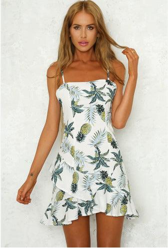 American style sexy print dress - MAJESTUEUX EMERAUDE