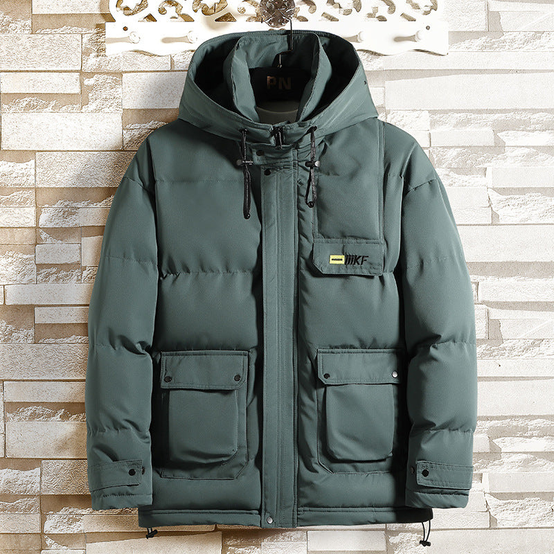 Warm three-dimensional patch pocket jacket