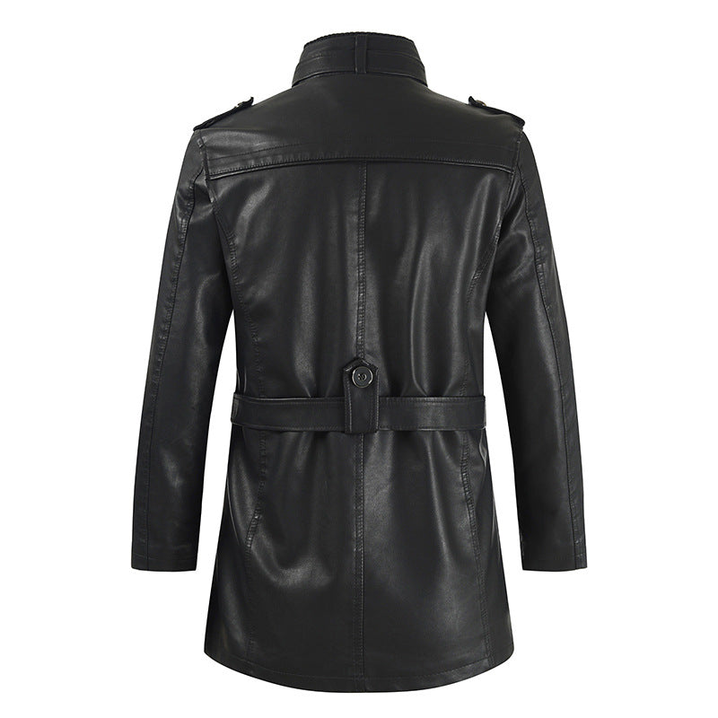 Large Size Leather Trench Coat