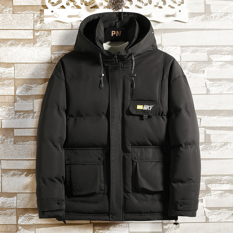 Warm three-dimensional patch pocket jacket