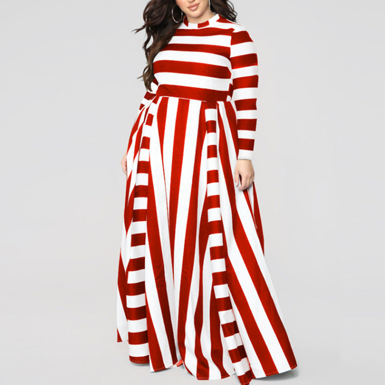 Loose  Plus Size Striped Woman's Dress