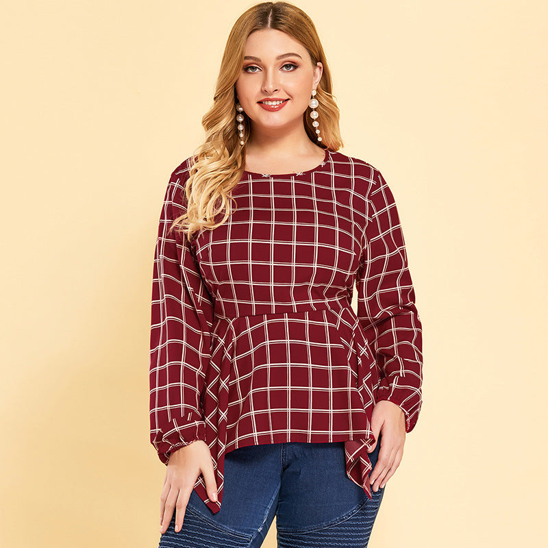 Long sleeve round neck loose blouse