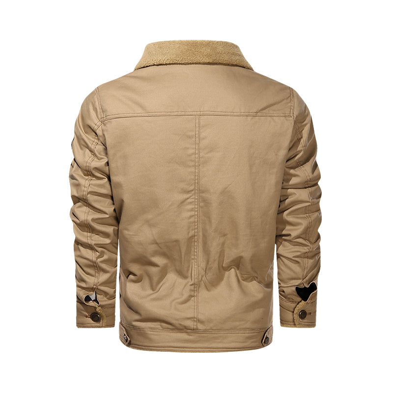 Turn-Down Fleece Collar Outwear Men Jackets