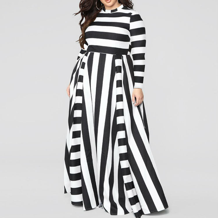 Loose  Plus Size Striped Woman's Dress