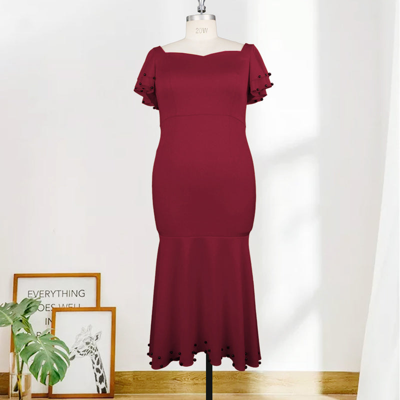 High Waist Plus Size Ruffle Dress Women