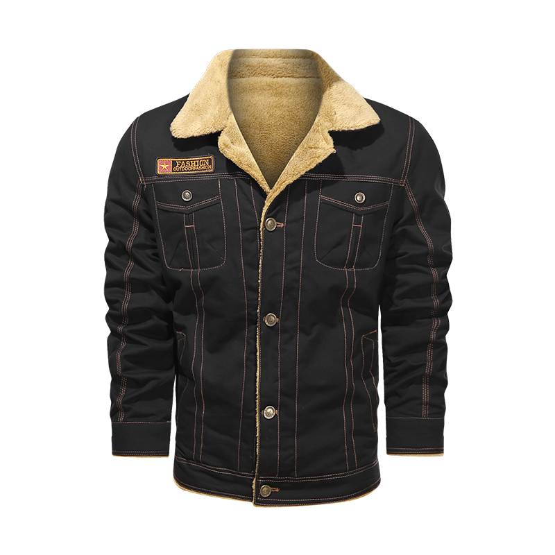 Turn-Down Fleece Collar Outwear Men Jackets