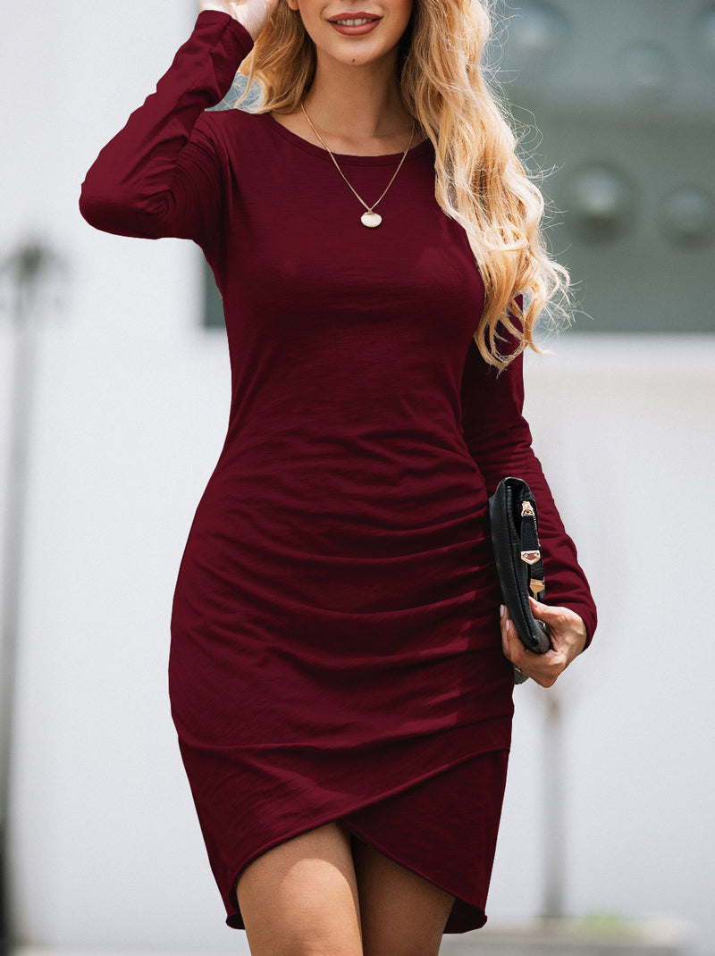 Sexy Bag Hip Irregular Long-sleeved Women's Dress