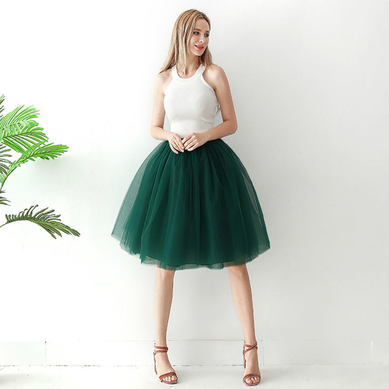 Puff Skirt Pleated Mesh Skirt