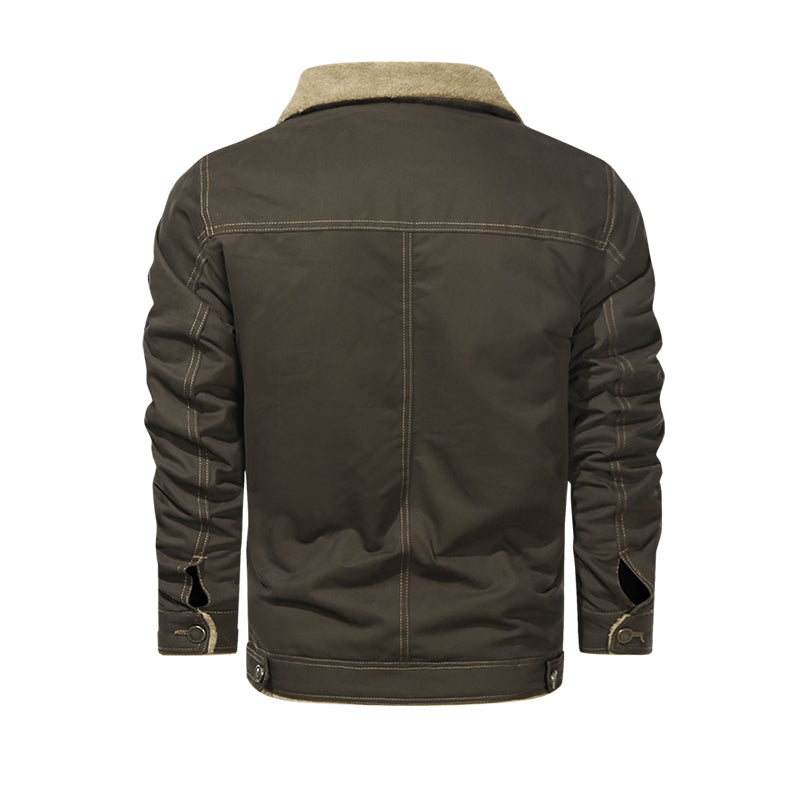 Turn-Down Fleece Collar Outwear Men Jackets