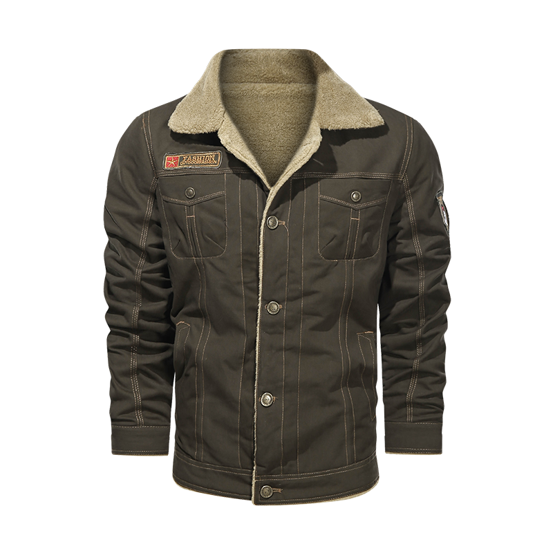 Turn-Down Fleece Collar Outwear Men Jackets