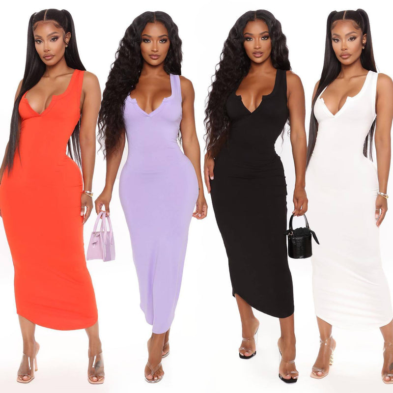 Fashion V-neck S-shaped Long Dress