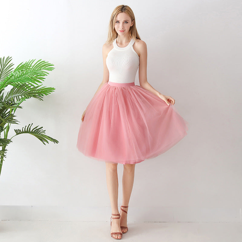 Puff Skirt Pleated Mesh Skirt